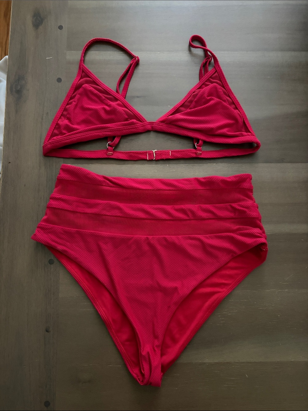 Lovers + Friends Red Textured High-Waist Bikini Set